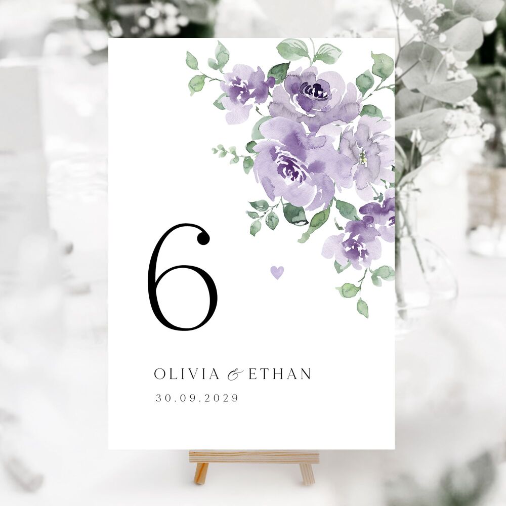 Dusky Mauve Floral Table Numbers