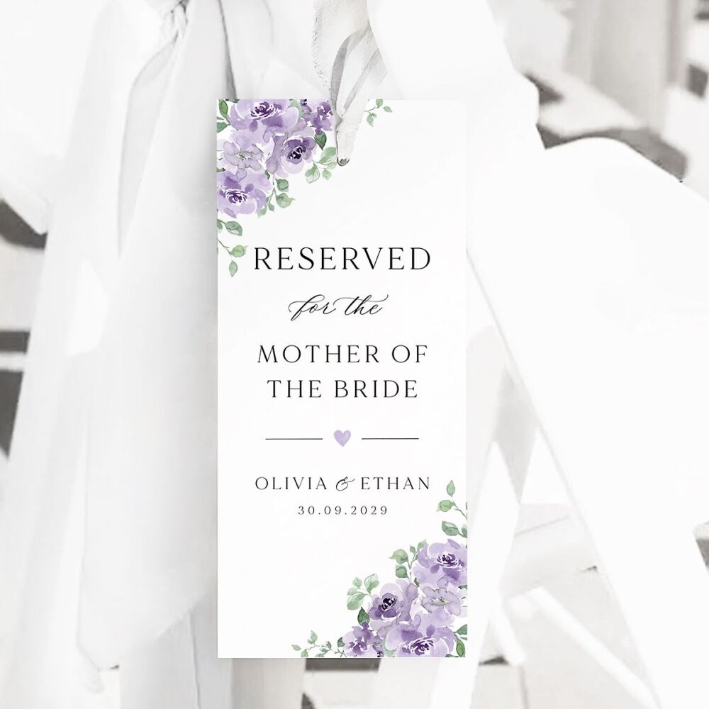 Dusky Mauve Floral Reserved Seat Tag