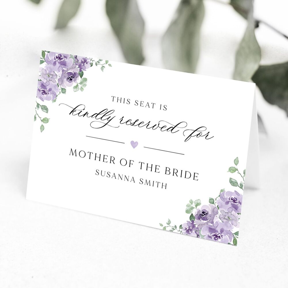 Dusky Mauve Floral Reserved Seat Card