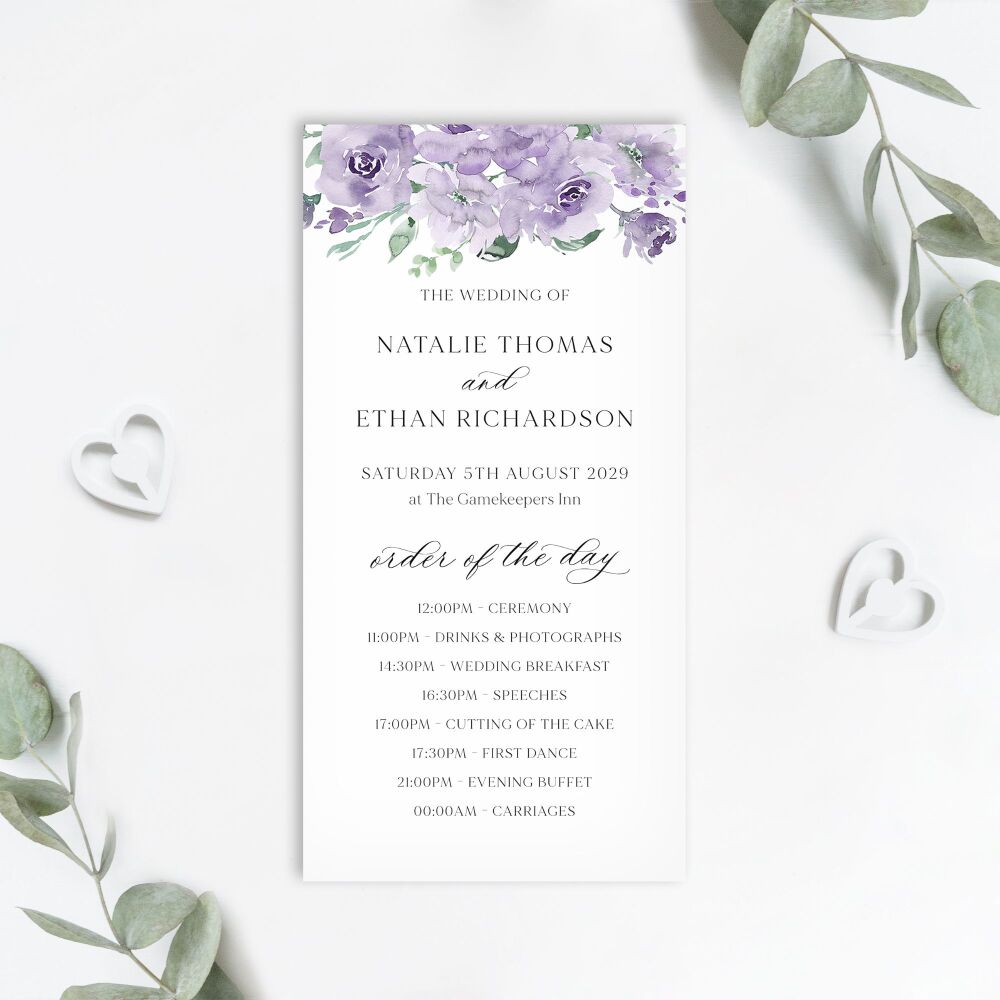 Dusky Mauve Floral Order of the Day Card