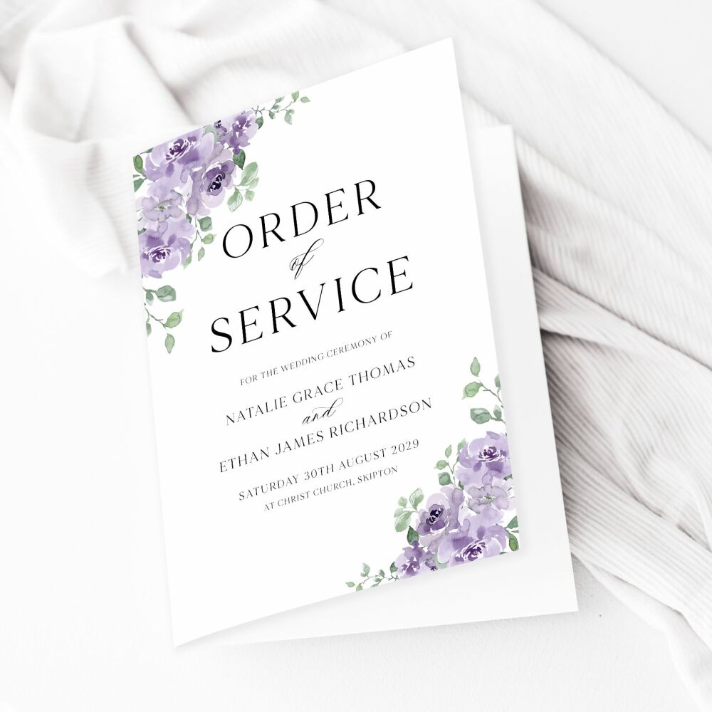Dusky Mauve Floral Order of Service Booklet