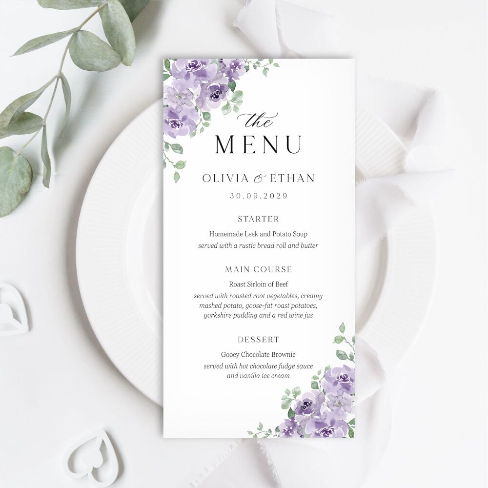 Dusky Mauve Floral Menu