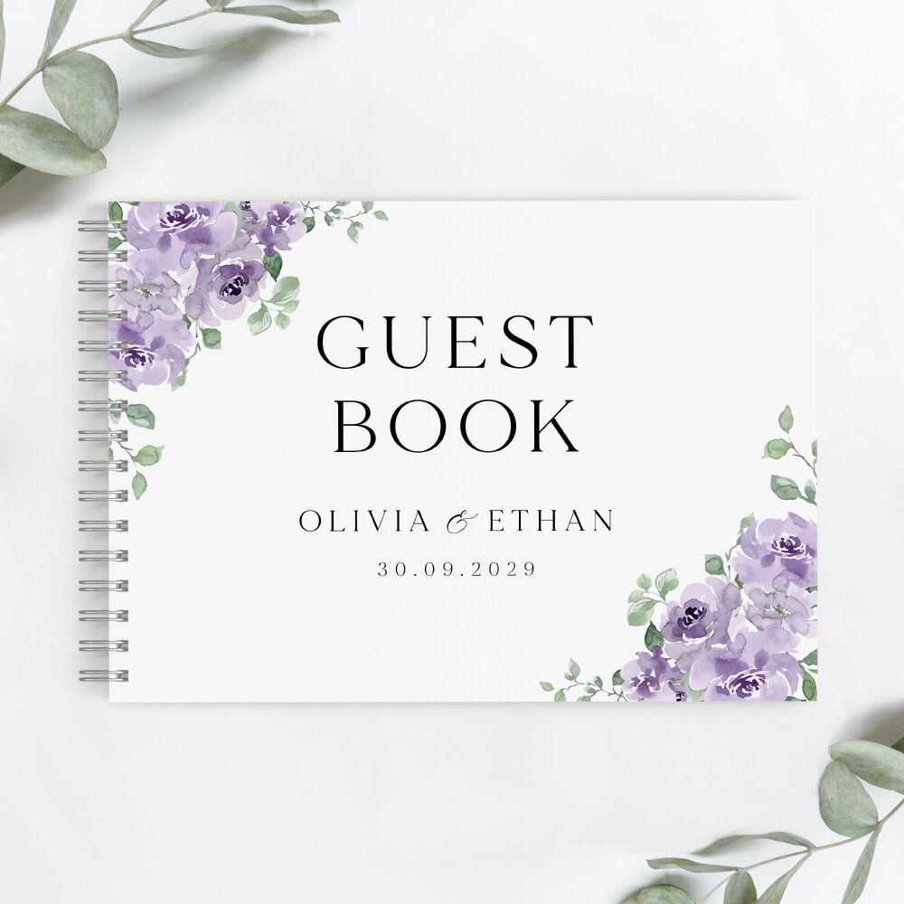 Dusky Mauve Floral Guest Book
