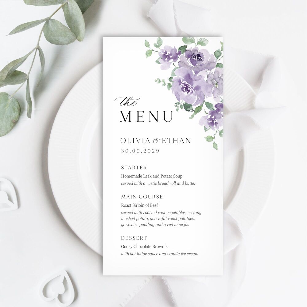 Dusky Mauve Floral Menu