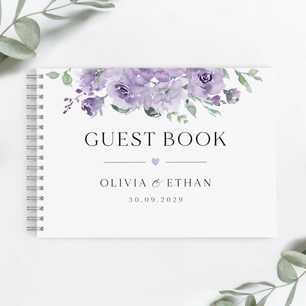 Dusky Mauve Floral Guest Book