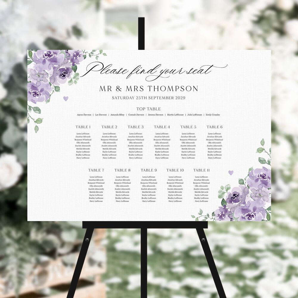 Dusky Mauve Floral Table Plan