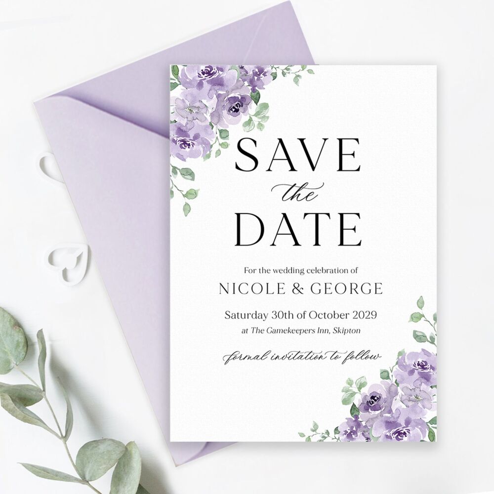 Dusky Mauve Floral Save the Date