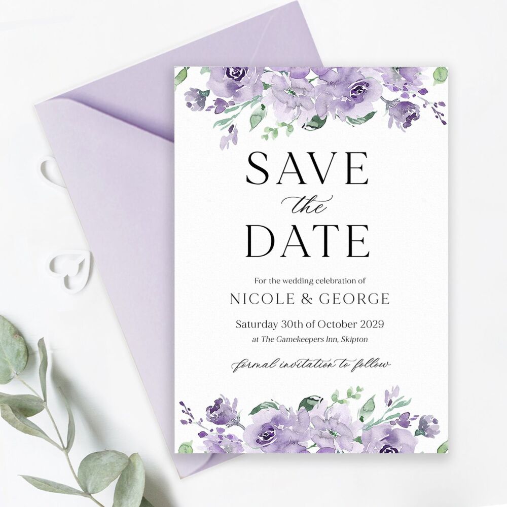 Dusky Mauve Floral Save the Date