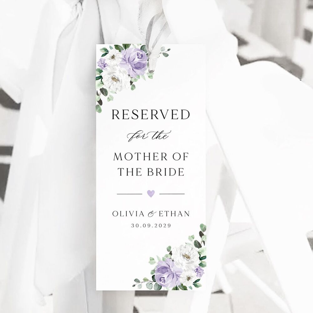 Lilac Florals & Eucalyptus Reserved Seat Tag