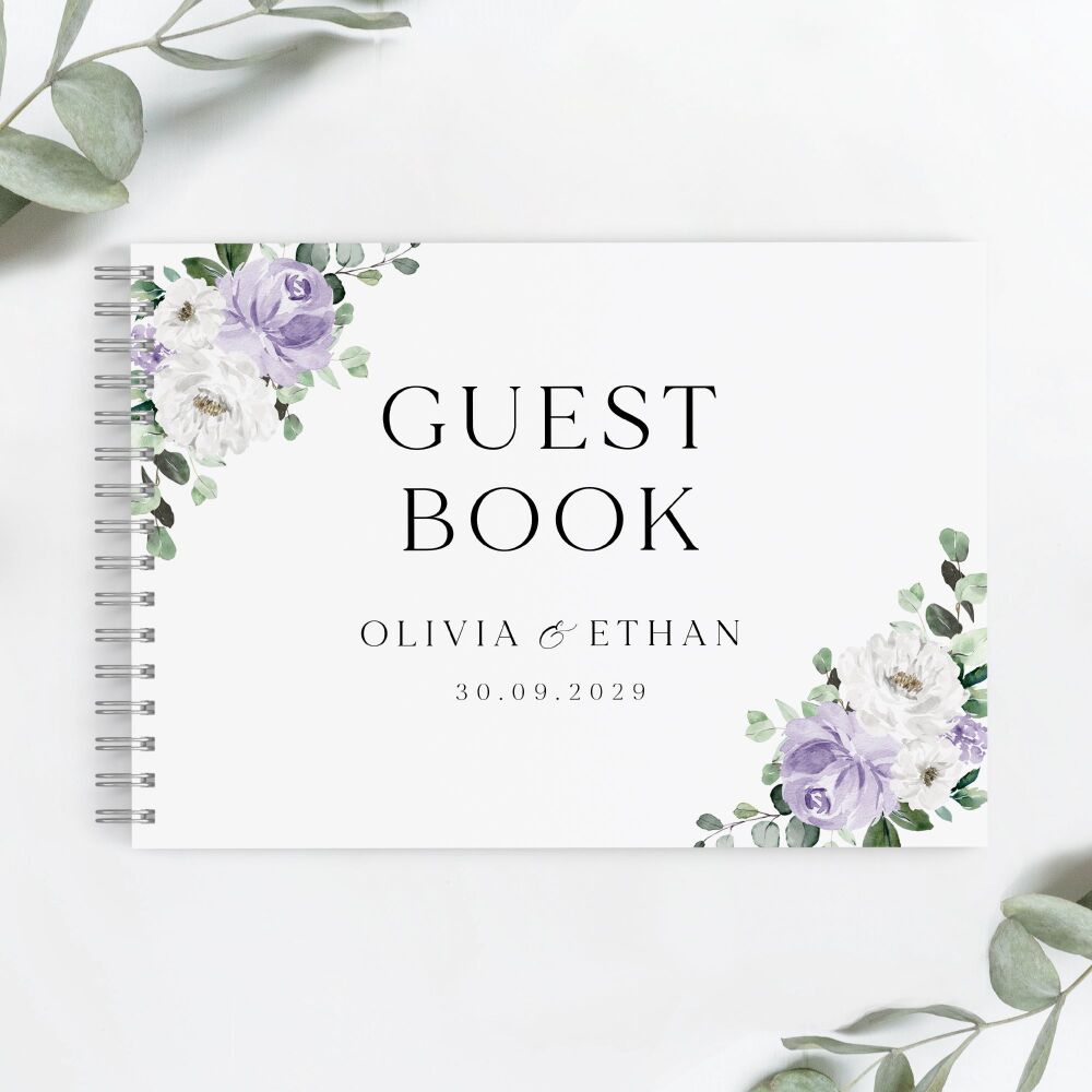 Lilac Florals & Eucalyptus Guest Book