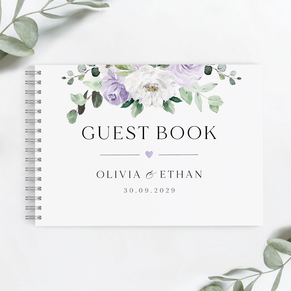 Lilac Florals & Eucalyptus Guest Book