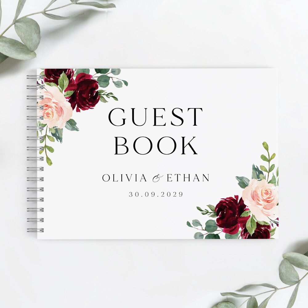 Blush & Burgundy Florals Guest Book