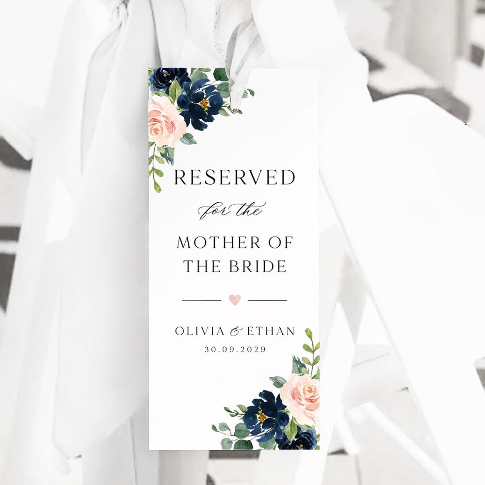 Blush & Navy Florals Reserved Seat Tag