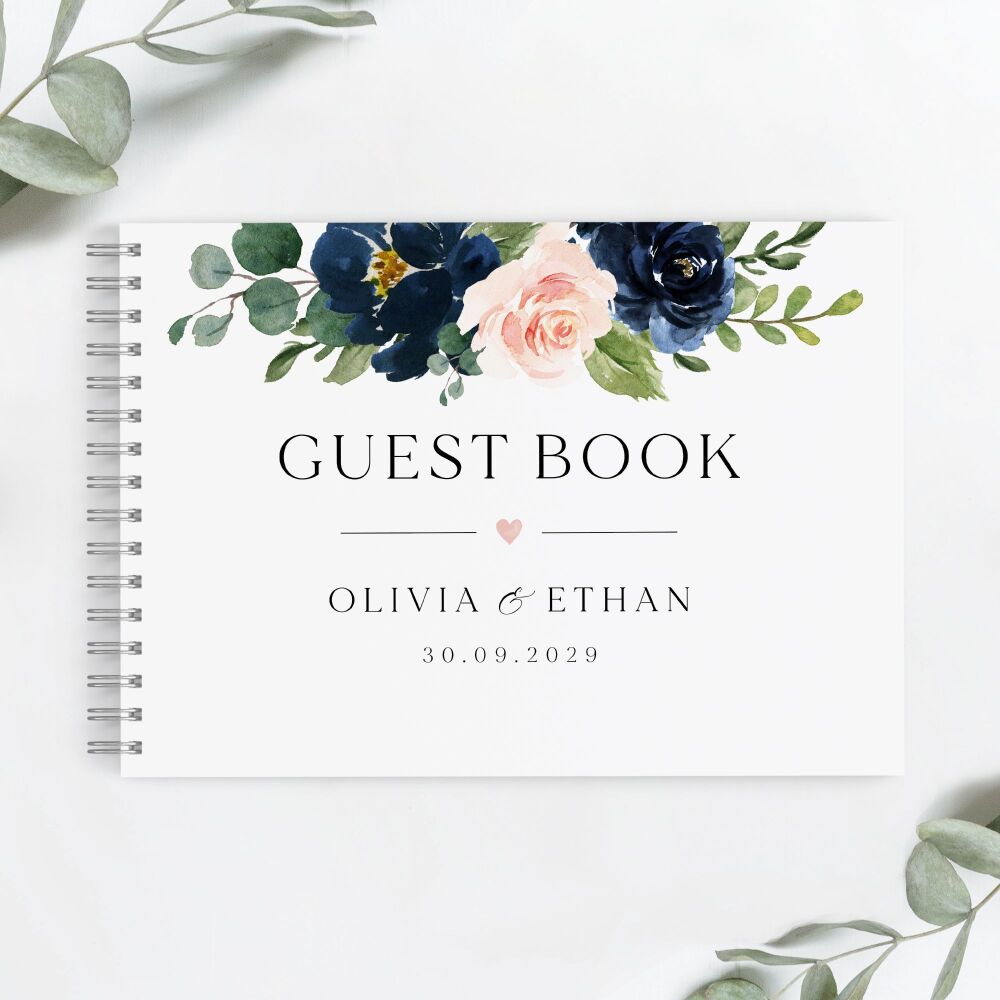 Blush & Navy Florals Guest Book