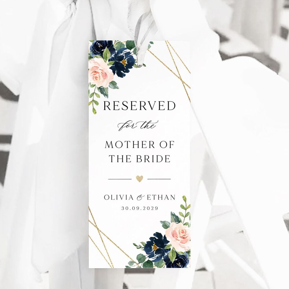 Blush, Navy & Gold Reserved Seat Tag