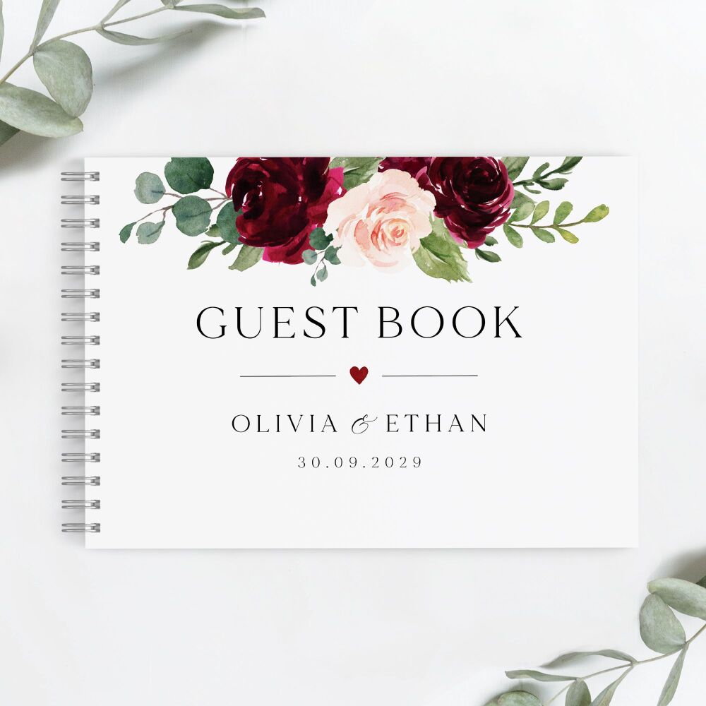 Blush & Burgundy Florals Guest Book