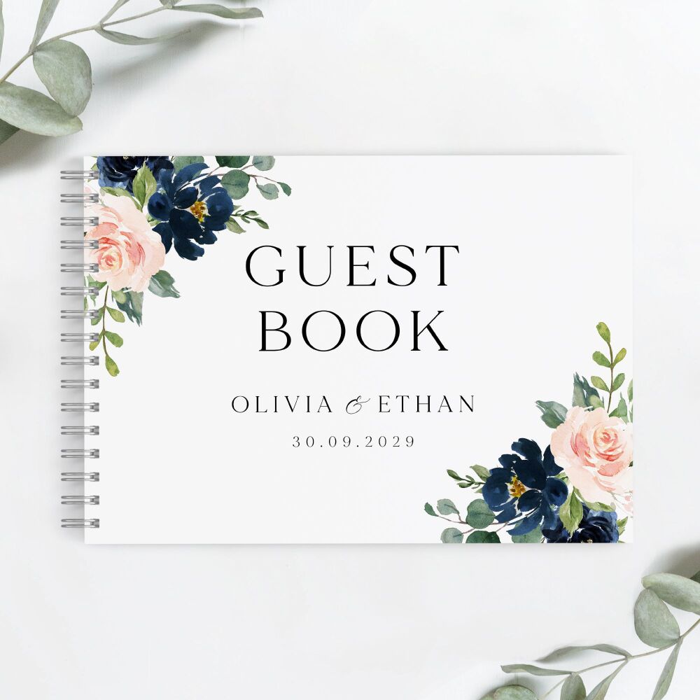 Blush & Navy Florals Guest Book