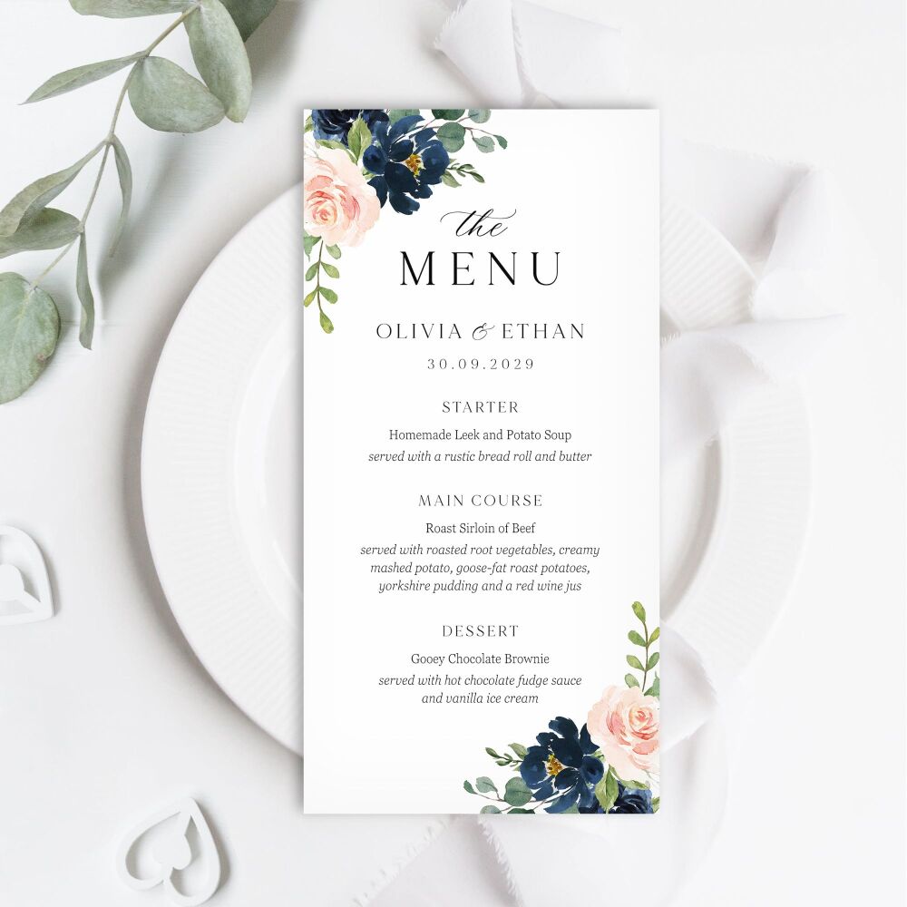 Blush & Navy Florals Menu