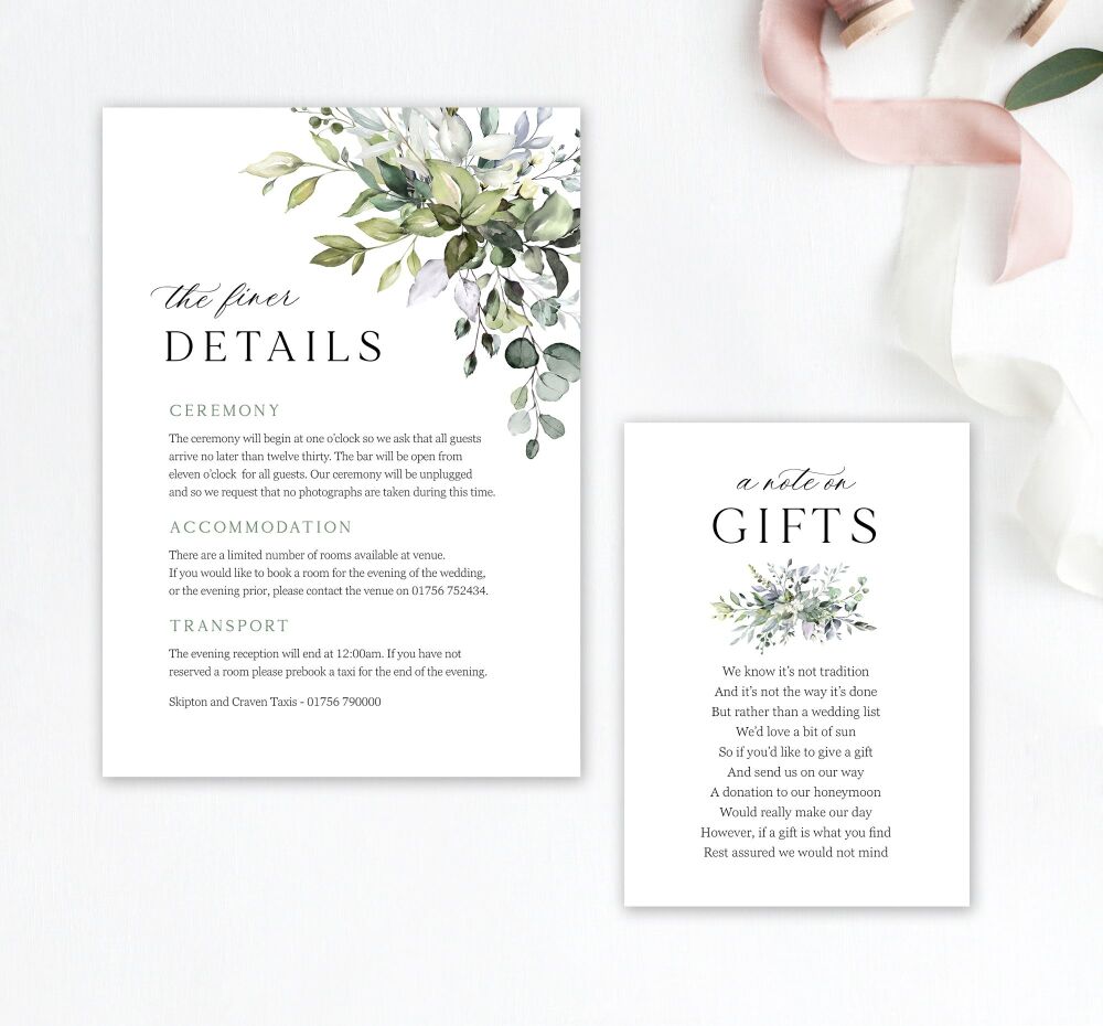 Eucalyptus Bouquet Wedding Invitation Sample