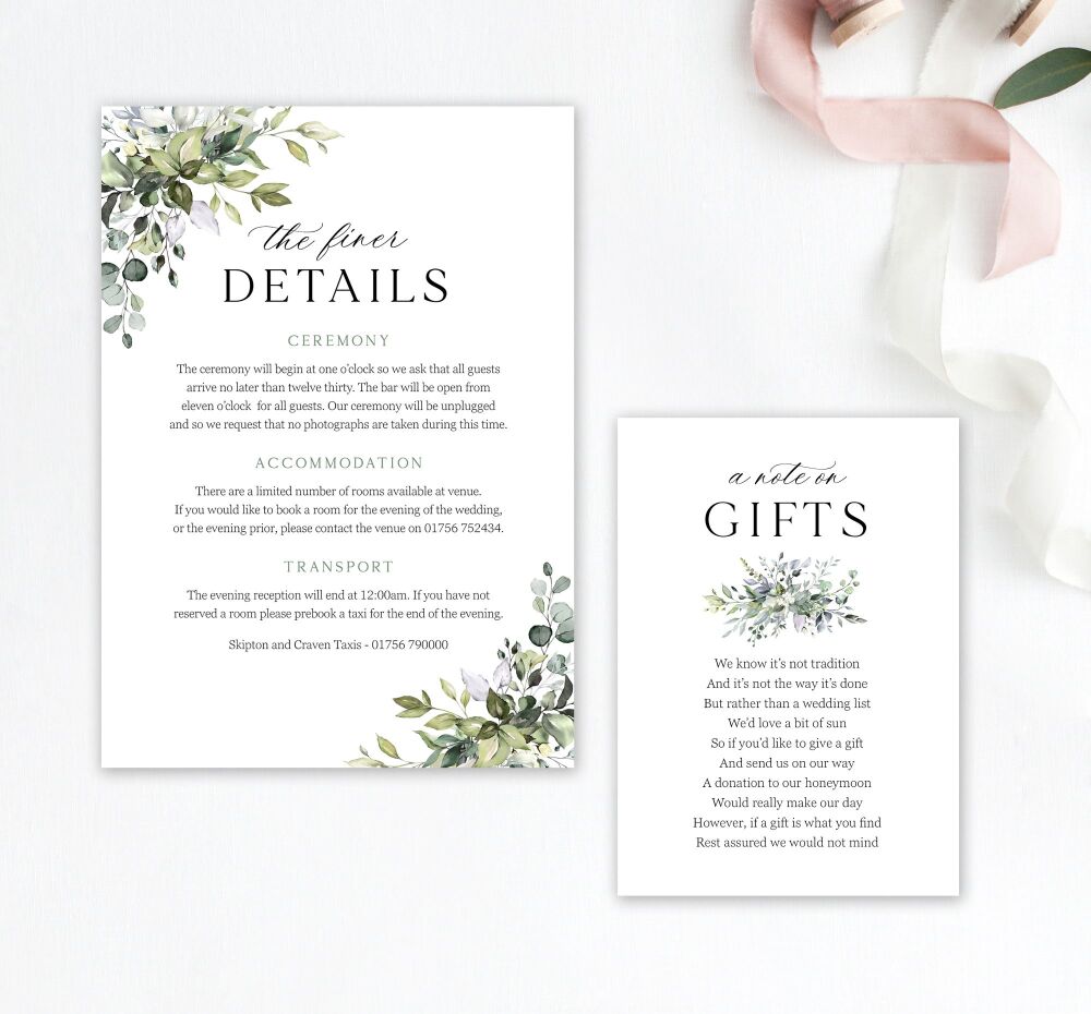 Eucalyptus Bouquet Wedding Invitation Sample
