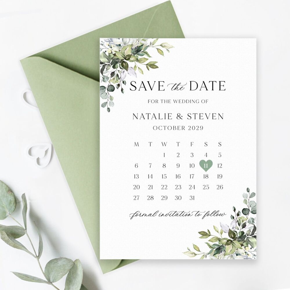 Eucalyptus Bouquet Save the Date
