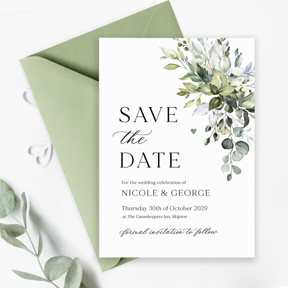 Eucalyptus Bouquet Save the Date