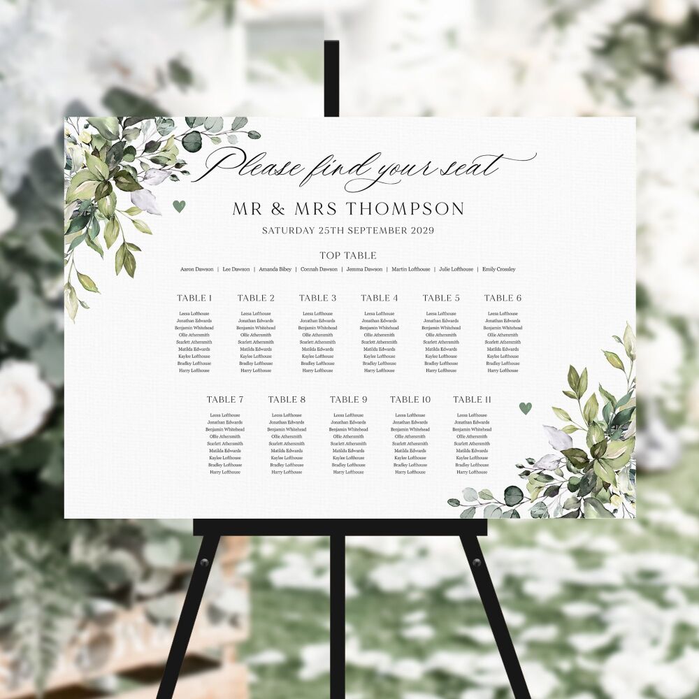 Eucalyptus Bouquet Table Plan