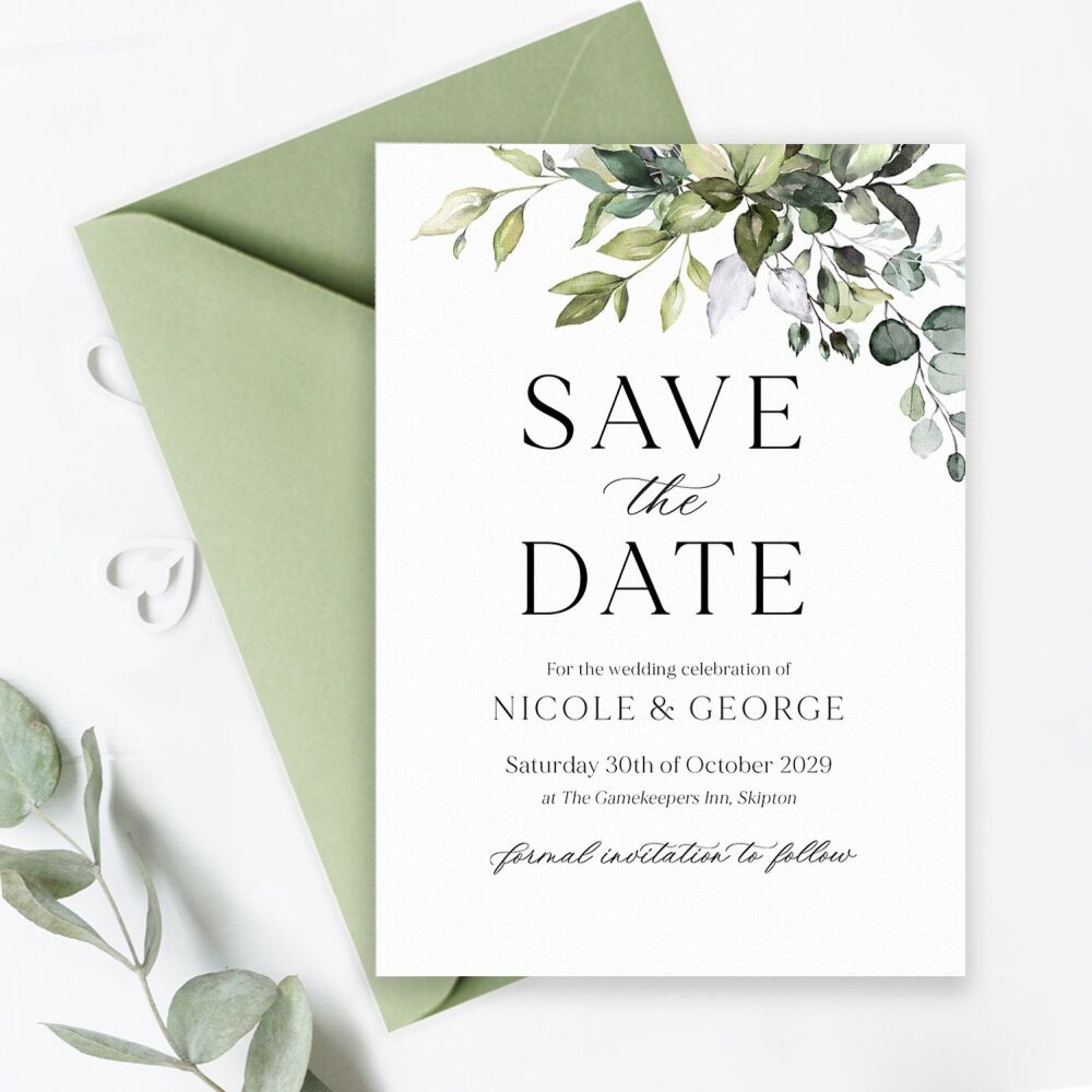 Eucalyptus Bouquet Save the Date