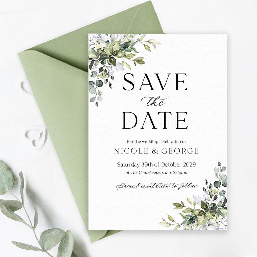 Eucalyptus Bouquet Save the Date