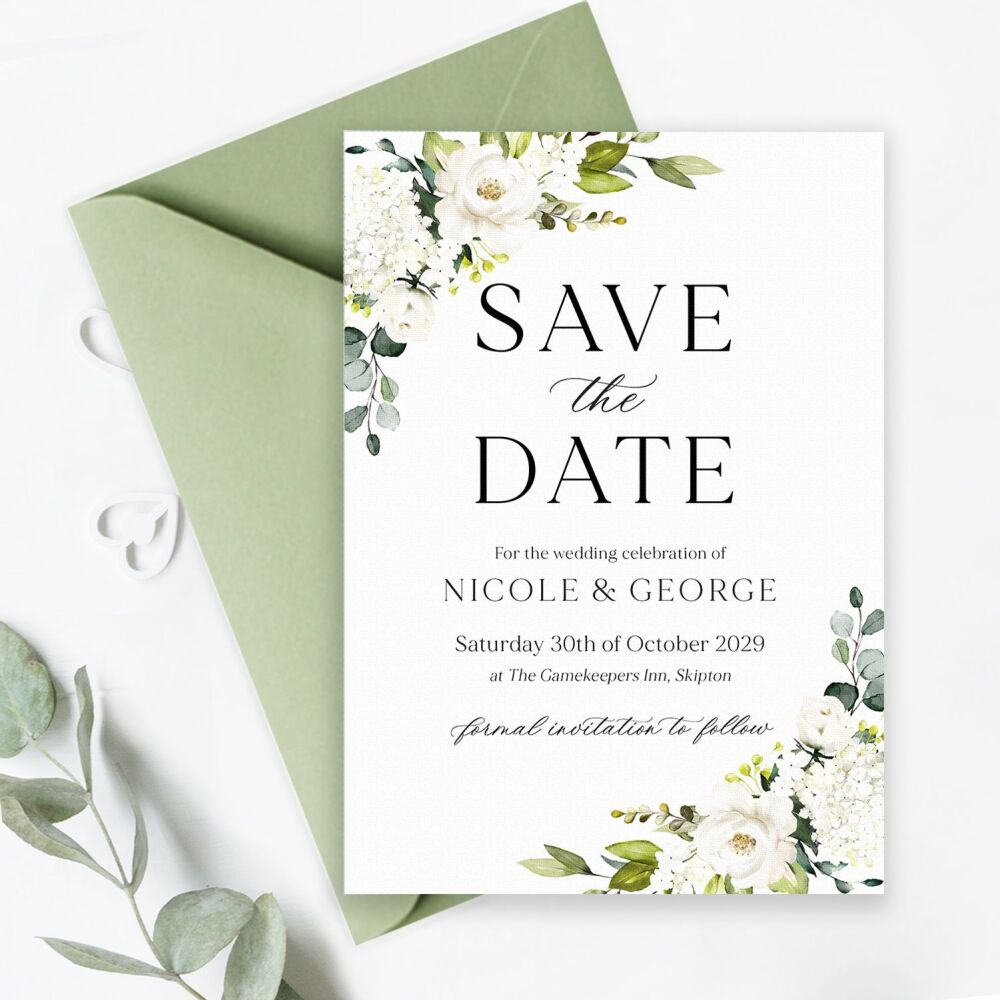 Ivory Florals & Botanicals Save the Date