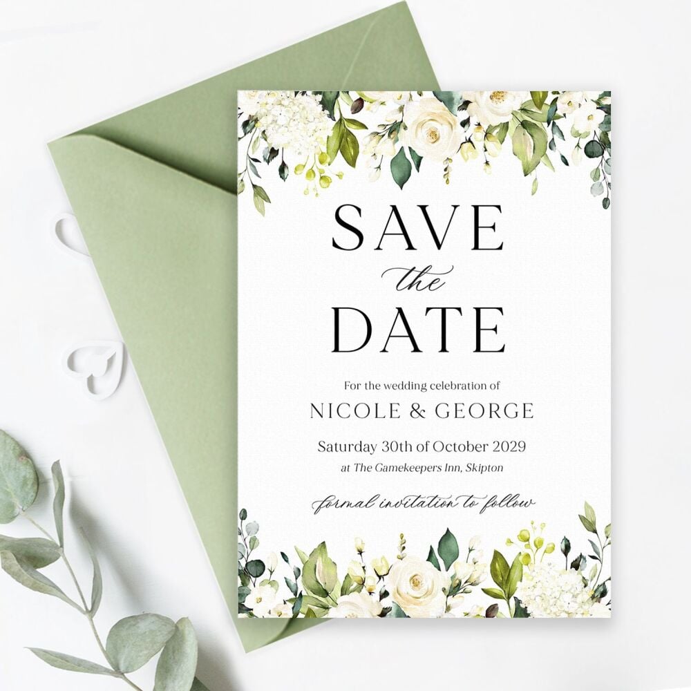 Ivory Florals & Botanicals Save the Date