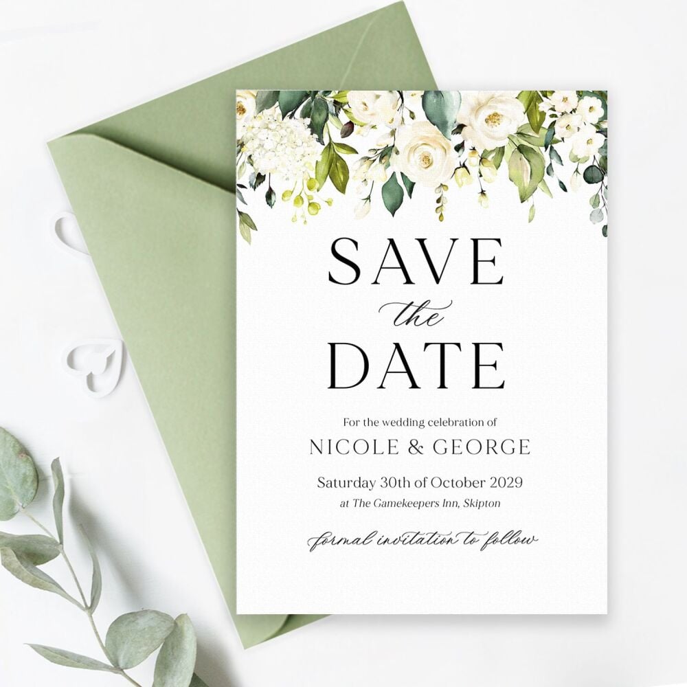 Ivory Florals & Botanicals Save the Date
