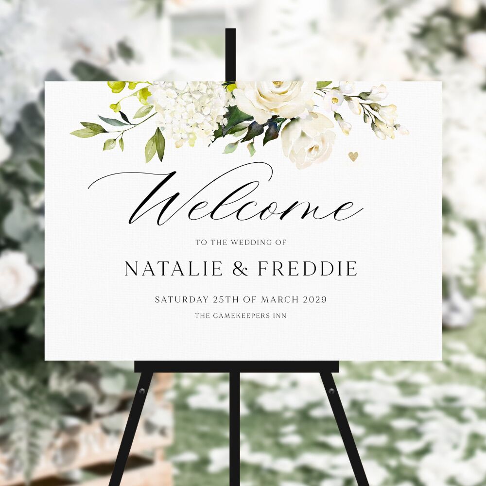 Ivory Florals & Botanicals Welcome Sign