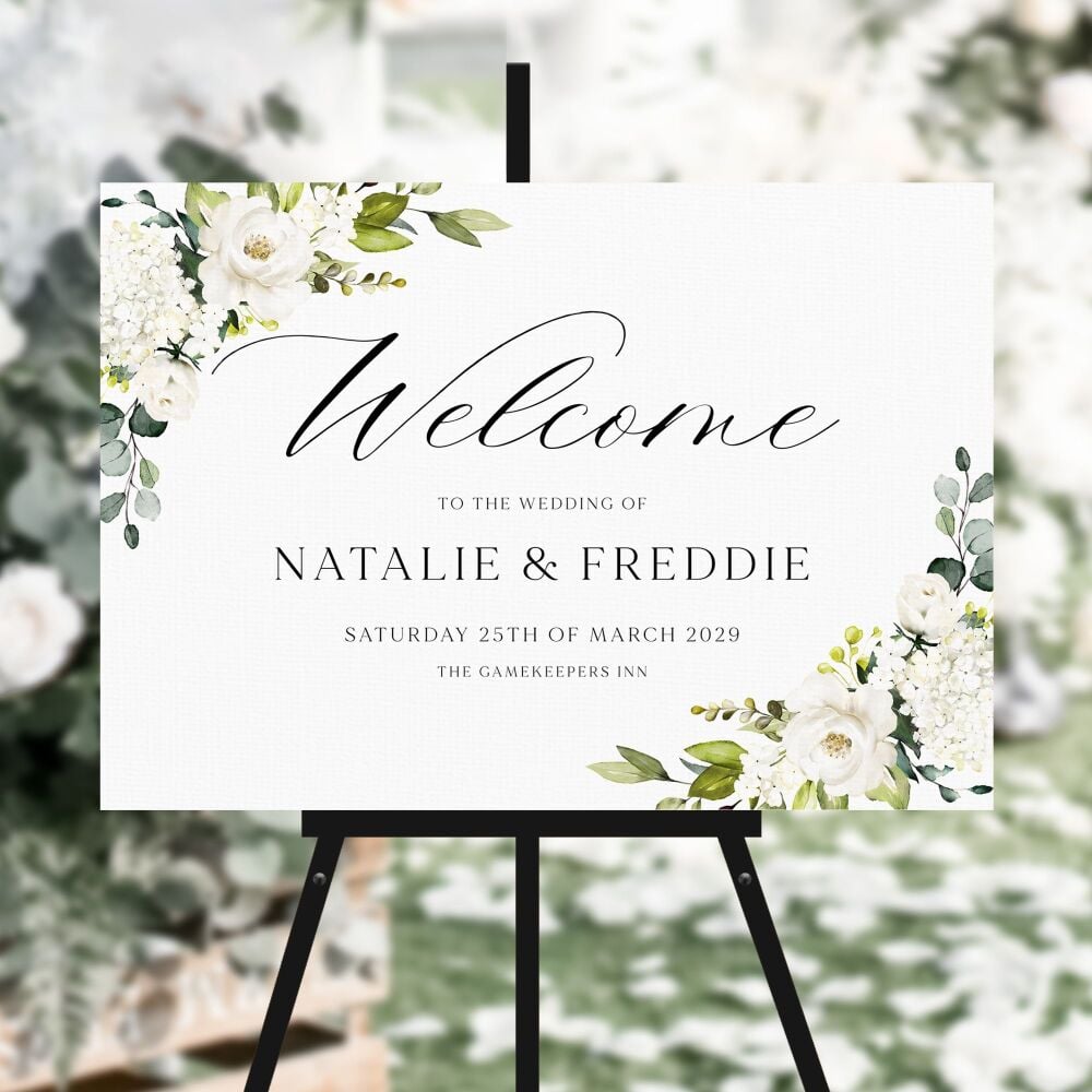 Ivory Florals & Botanicals Welcome Sign