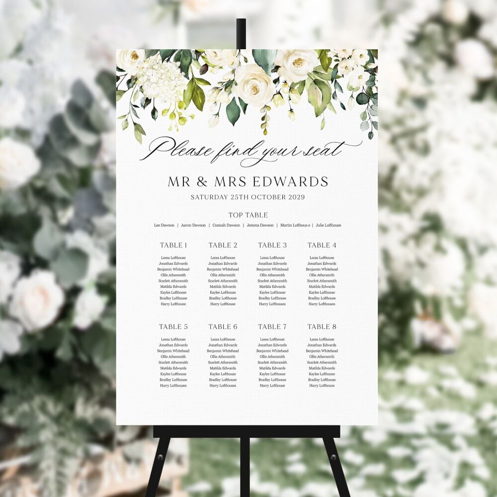 Ivory Florals & Botanicals Table Plan