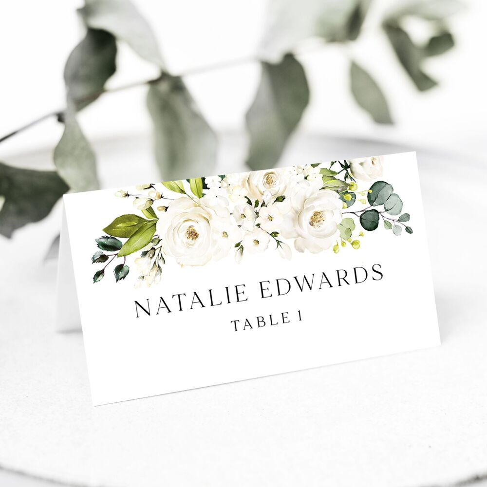 Ivory Florals & Botanicals Place Name Card