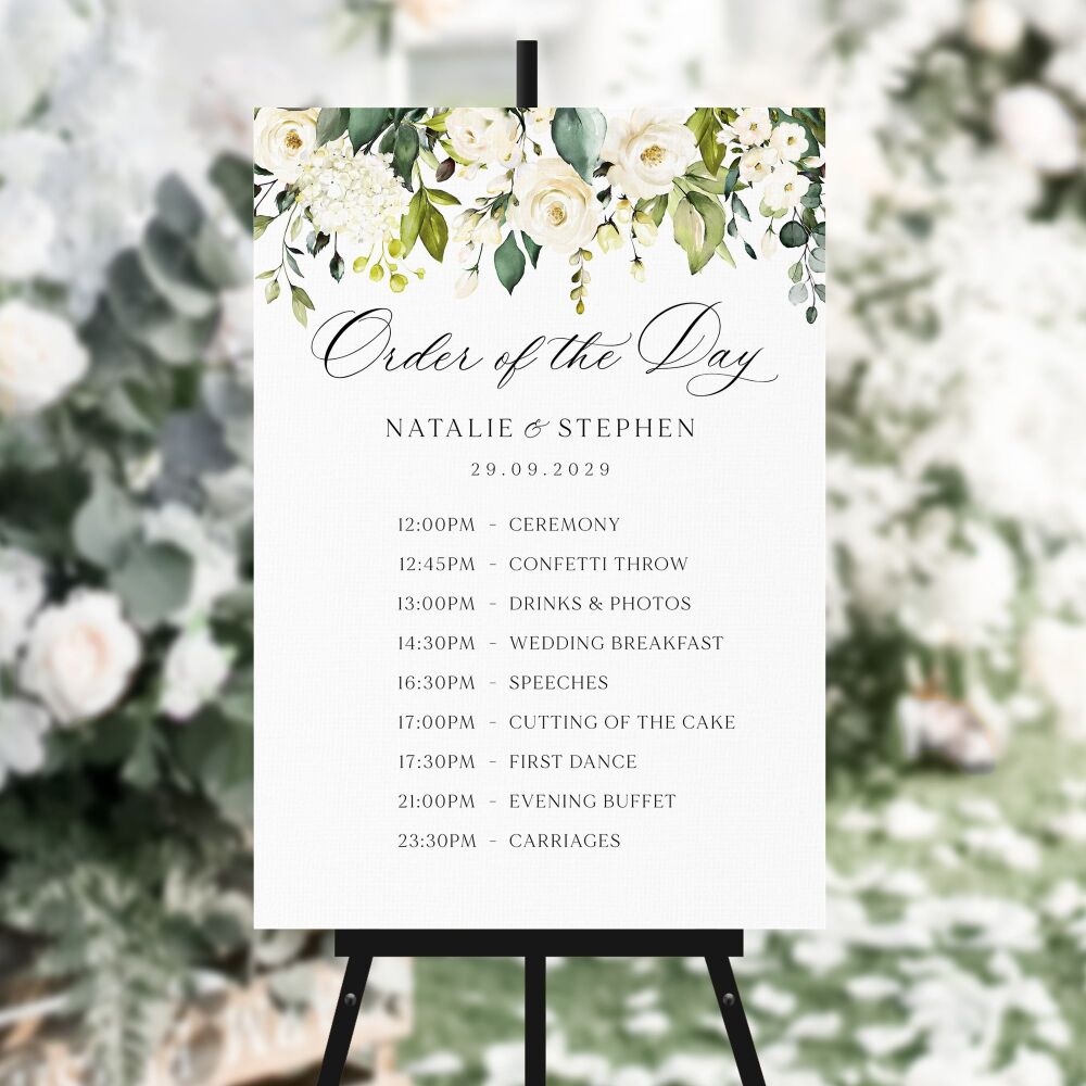 Ivory Florals & Botanicals Order of the Day Sign
