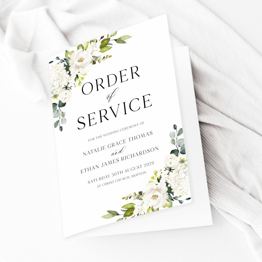 Ivory Florals & Botanicals Order of Service Booklet