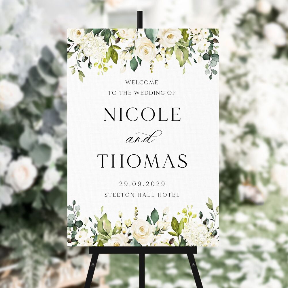 Ivory Florals & Botanicals Welcome Sign