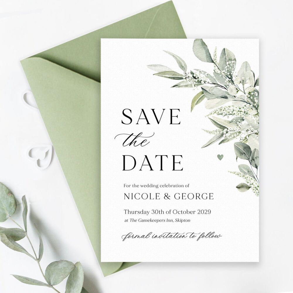 Sage & Gypsophilia Save the Date