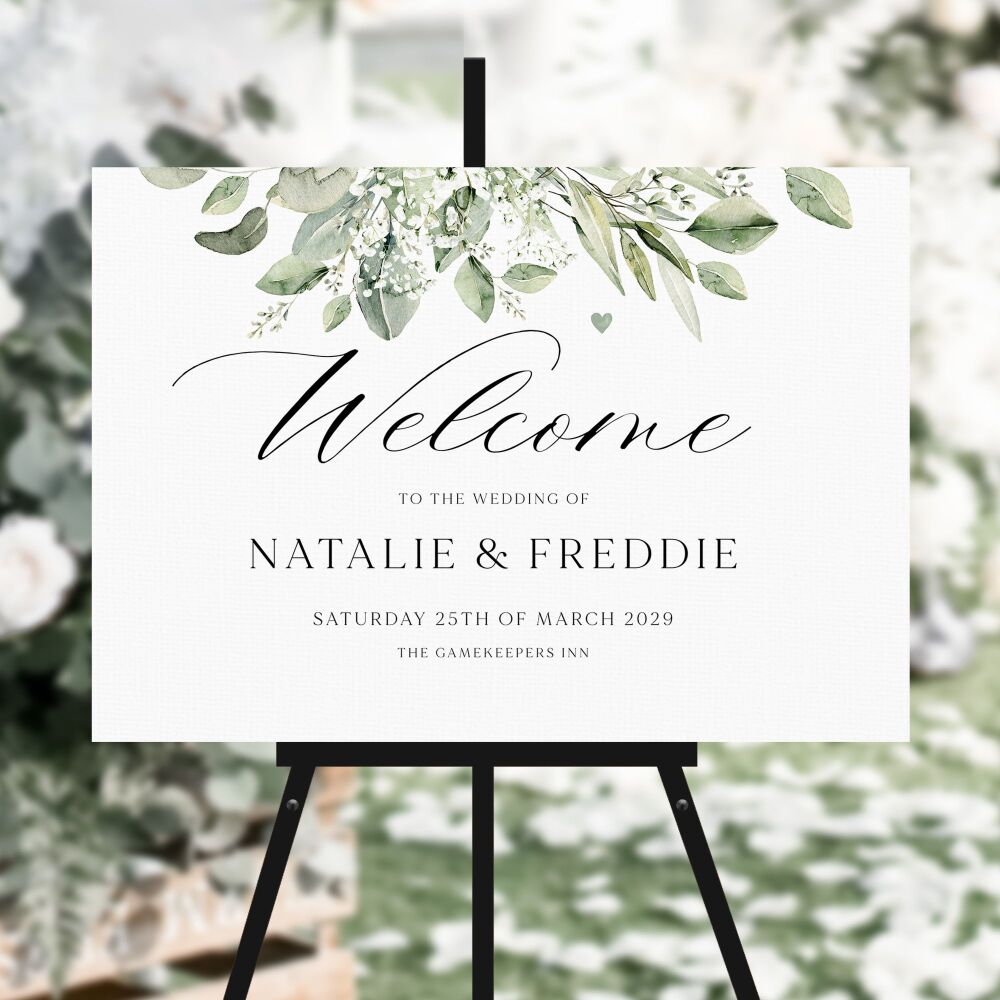 Sage & Gypsophilia Welcome Sign