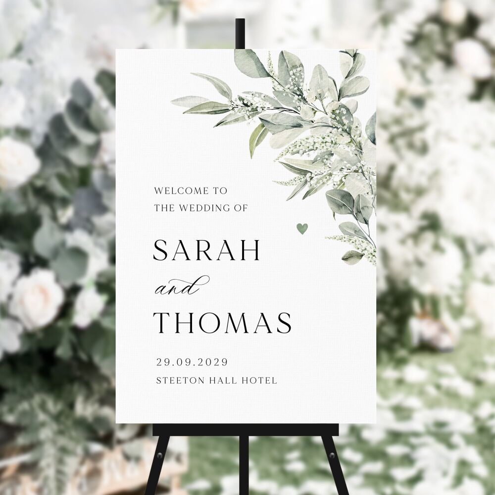 Sage & Gypsophilia Welcome Sign