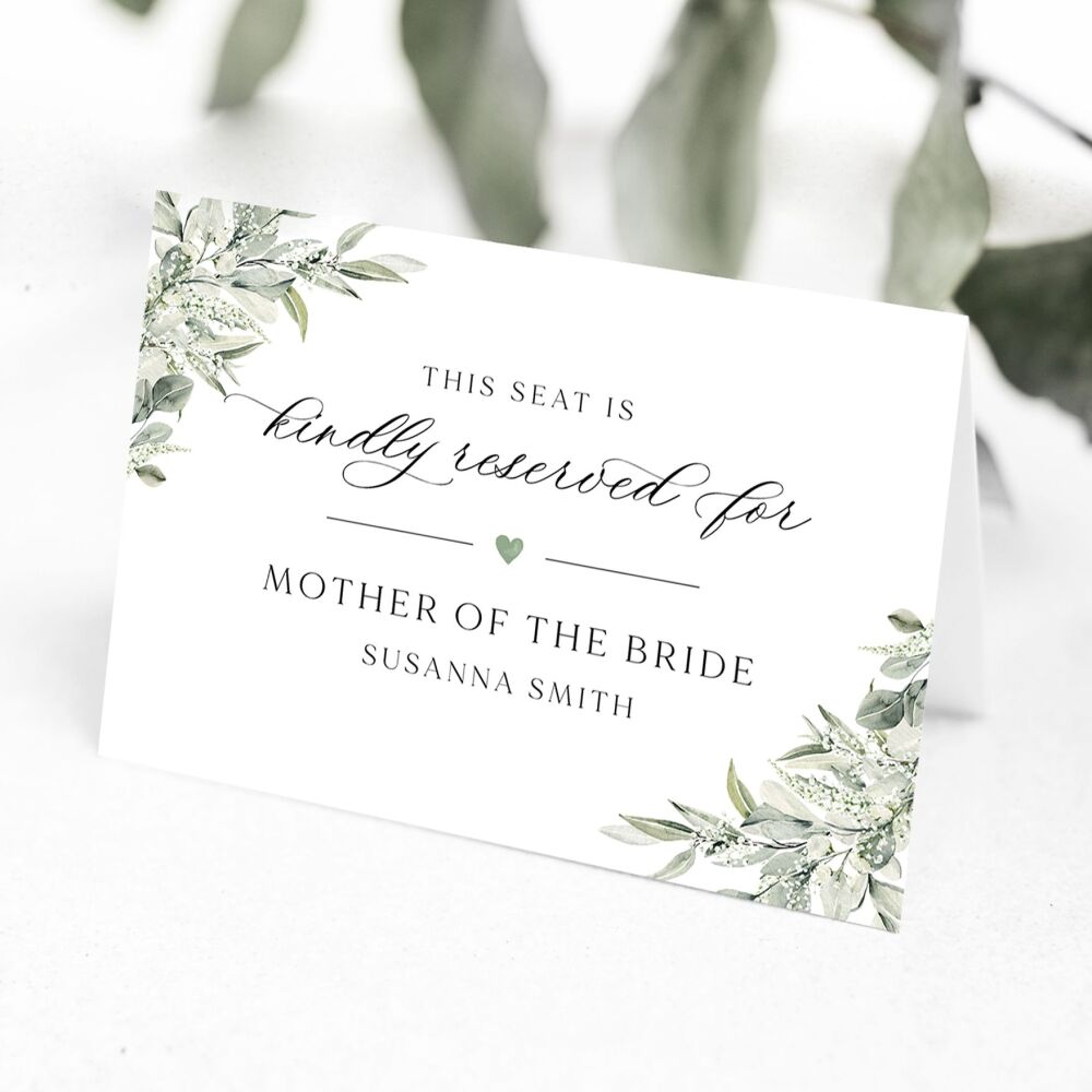 Sage & Gypsophilia Reserved Seat Card