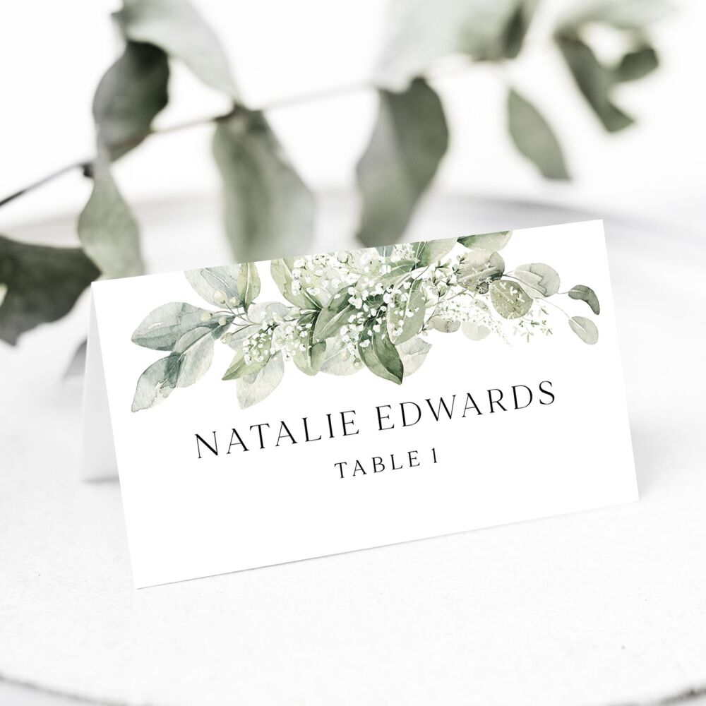 Sage & Gypsophilia Place Name Card