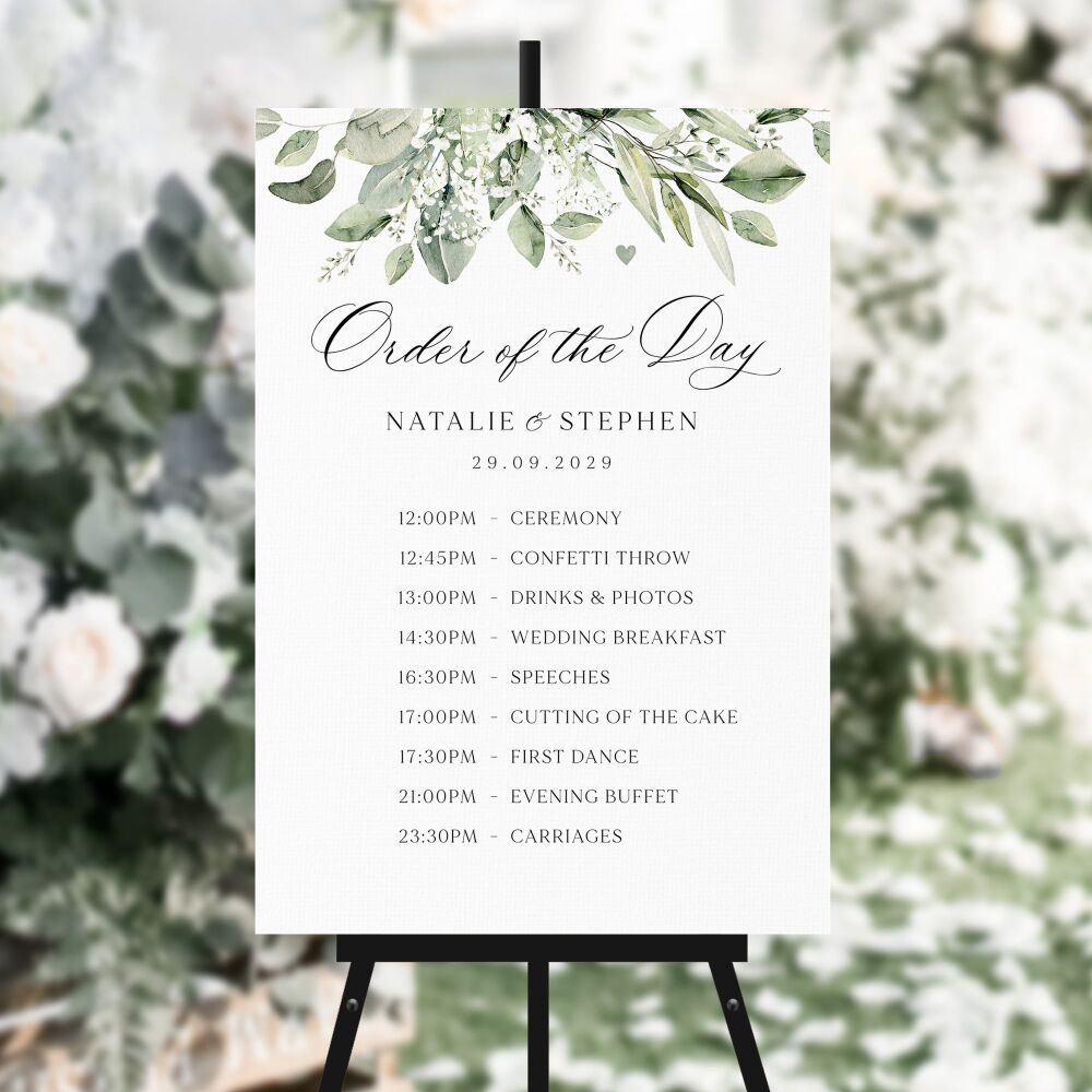Sage & Gypsophilia Order of the Day Sign
