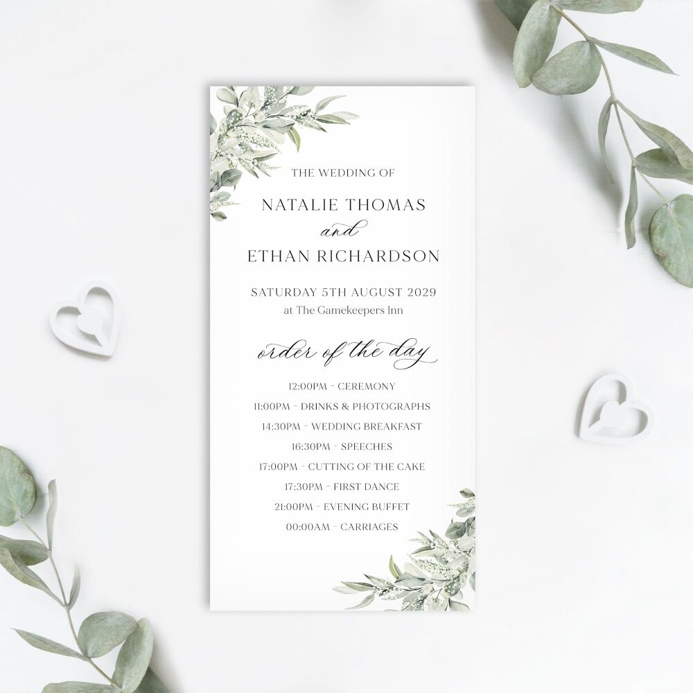 Sage & Gypsophilia Order of the Day Card