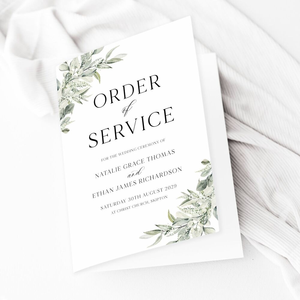 Sage & Gypsophilia Order of Service Booklet