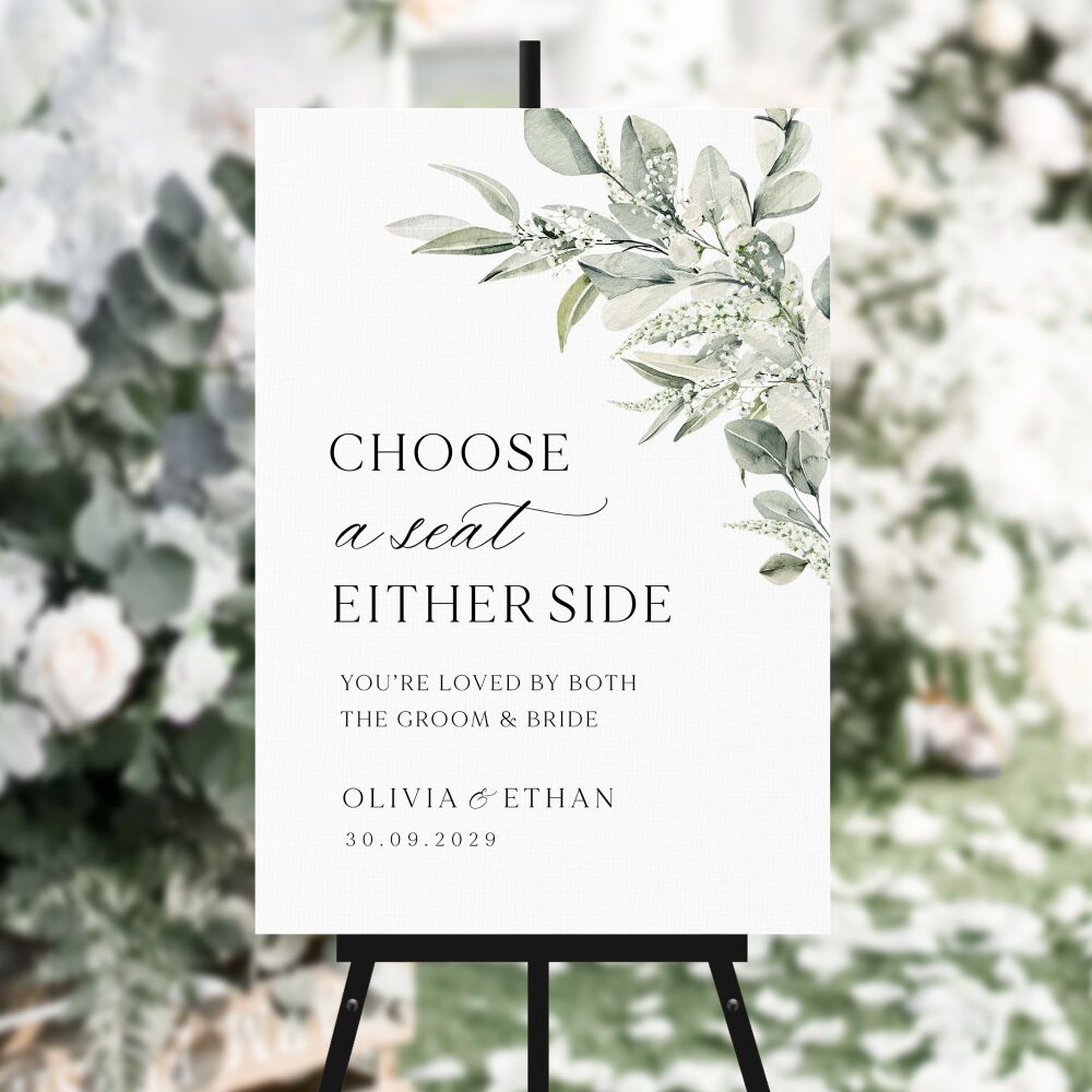 Sage & Gypsophilia Choose a Seat Sign