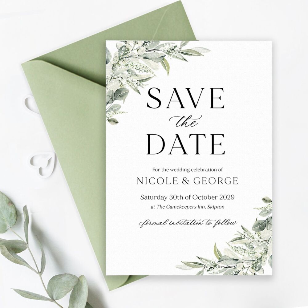Sage & Gypsophilia Save the Date