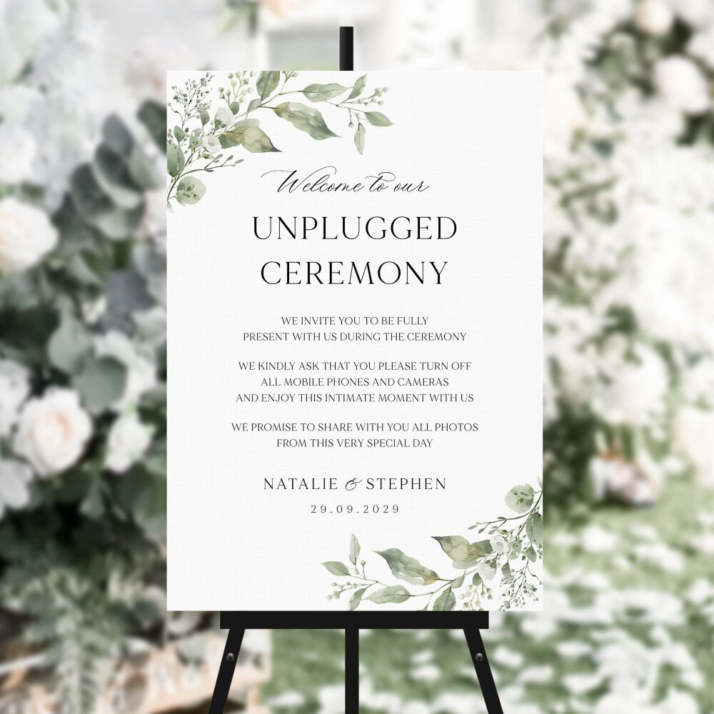 Sage Botanicals Unplugged Ceremony Sign
